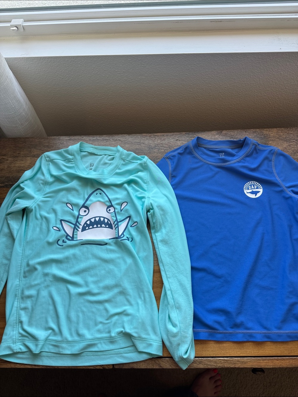Kids Shark Rash Guard Tops - Teal & Royal Blue 
Gap / one size 5 one size XS